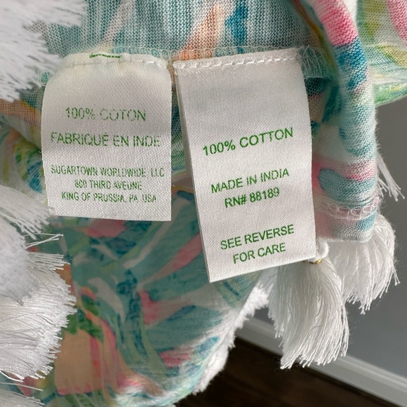 EUC Lilly Pulitzer Linzy Top In Multi Sea Salt And Sun Sz Small with Tassels - Picture 7 of 9